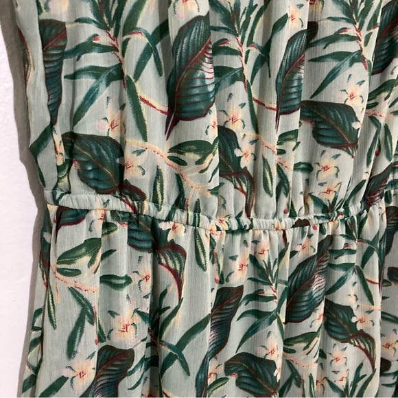 ASOS YAS Green Leaf Print Pleated Midi Dress Size L - Picture 7 of 10